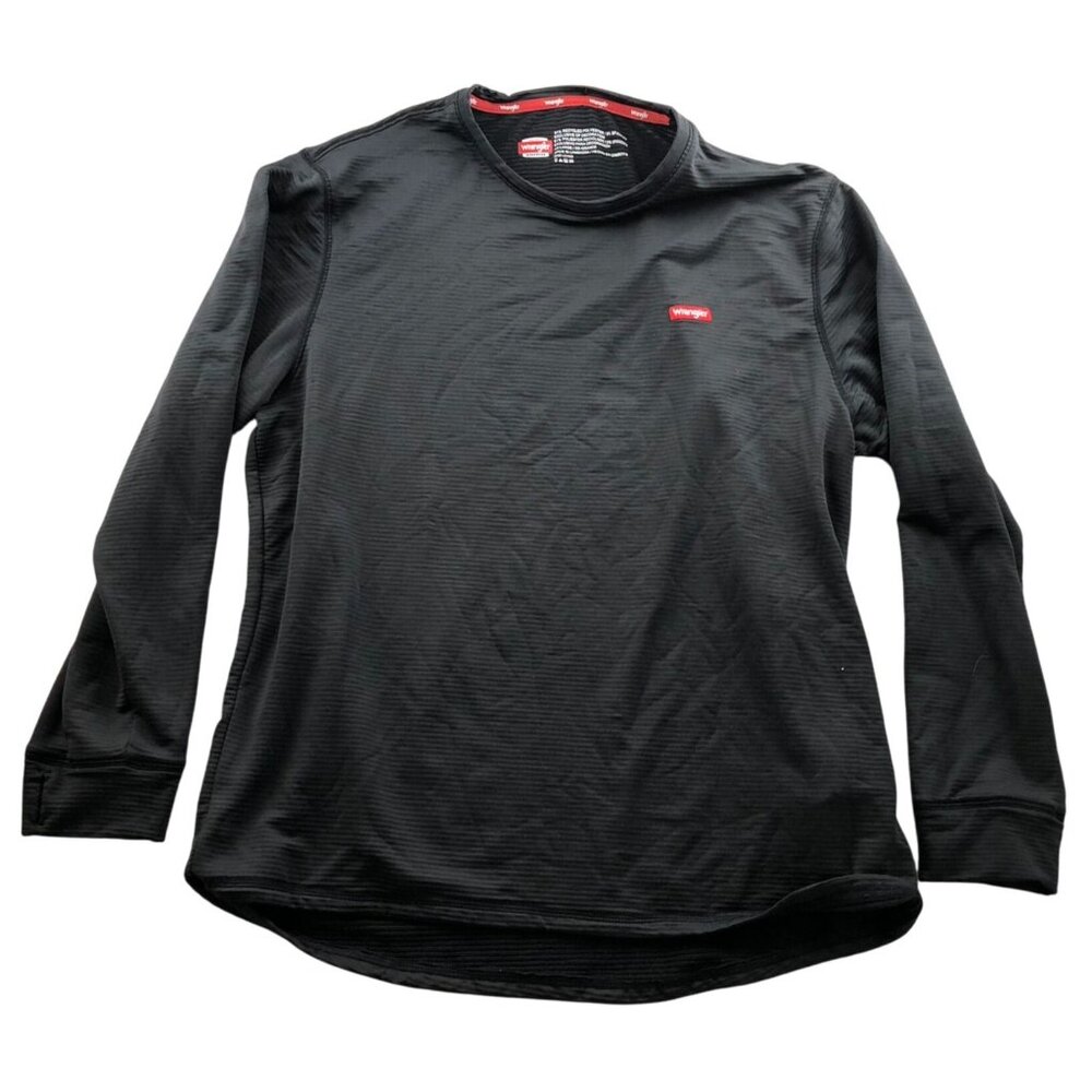 Wrangler Mens T-Shirt Size XXL Long Sleeve Crew Neck Rib Knit Casual Tee Black